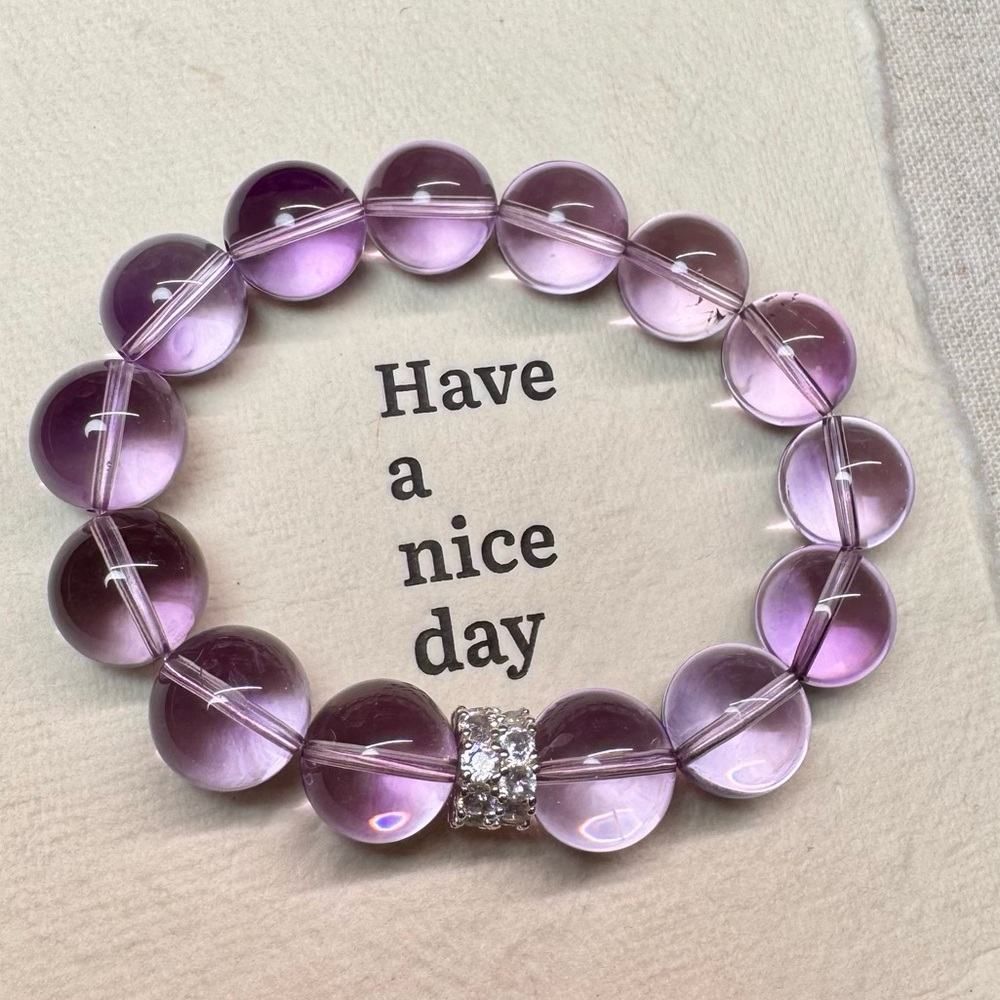 Valentines LIMITED EDITION Handmade Brazilian Lavender Pink Amethyst Bracelet